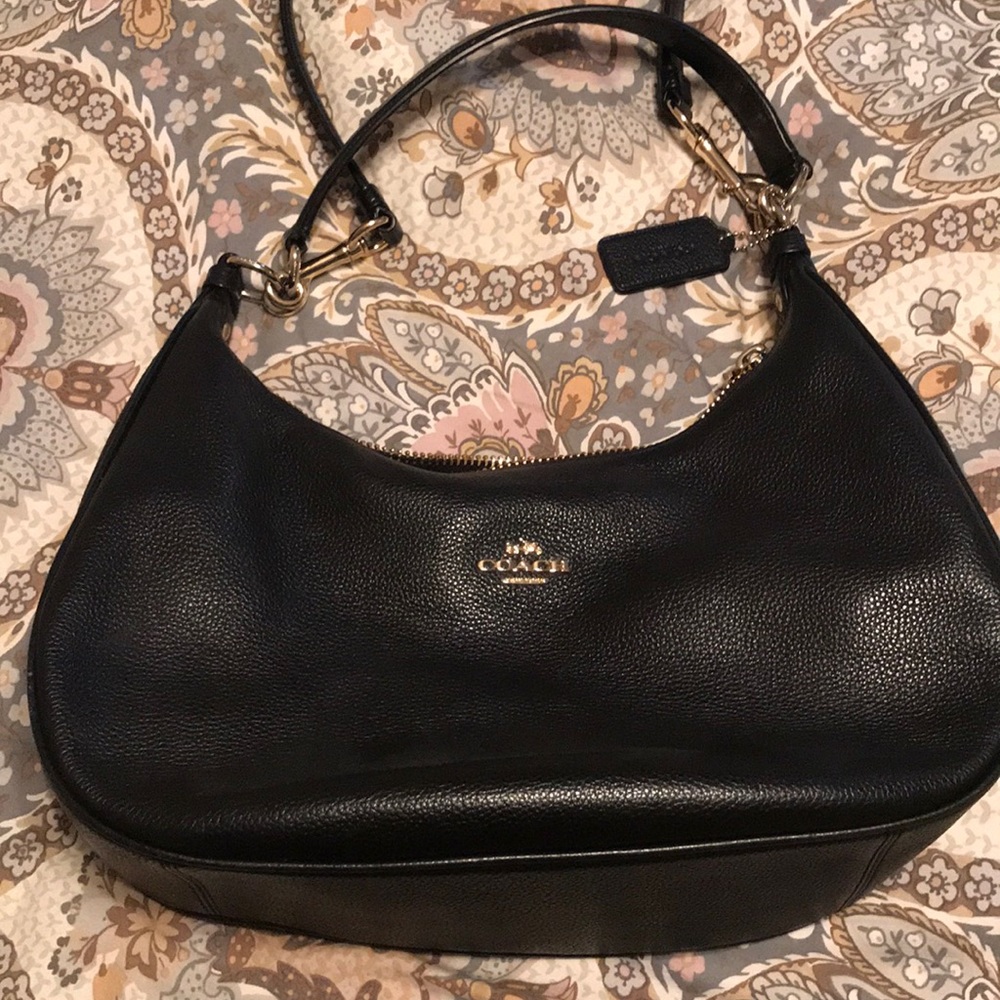Black Pebble Leather Coach Bag